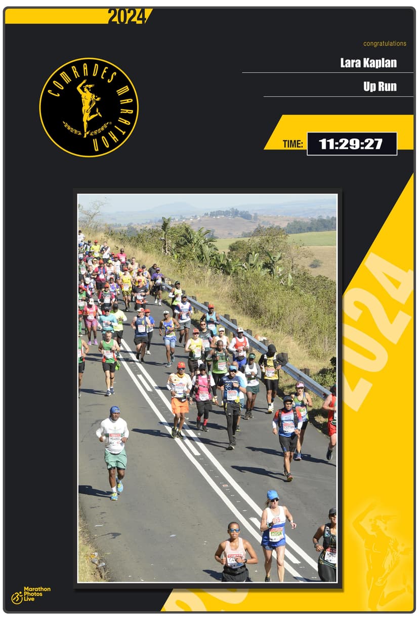 Lara Kaplan running the Cape Town Cycle Tour with focused endurance concentration